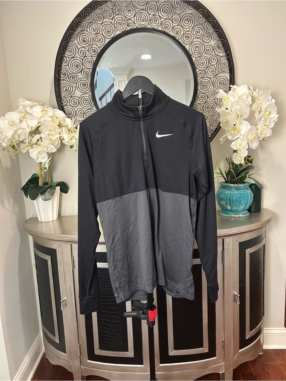 Nike Black and Gray Half-Zip Athletic Pullover Jacket